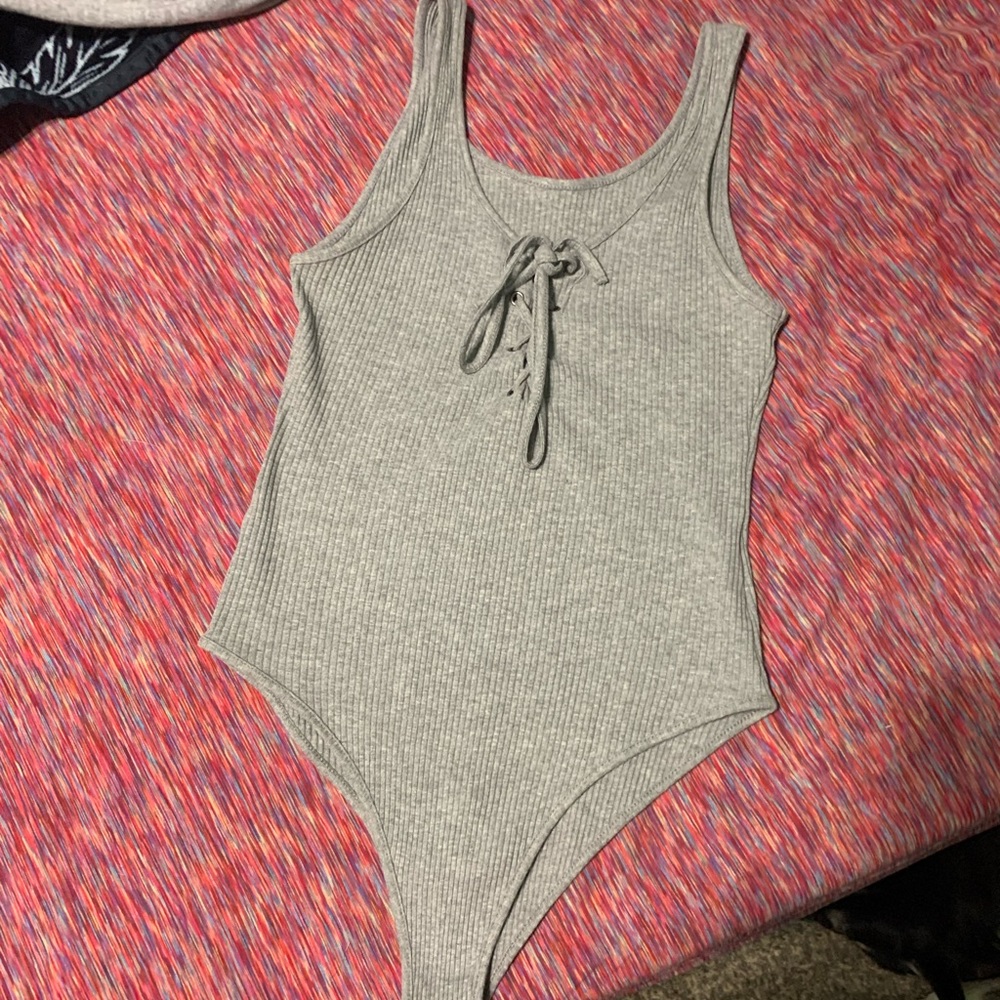 Shein ribbed grey bodysuit